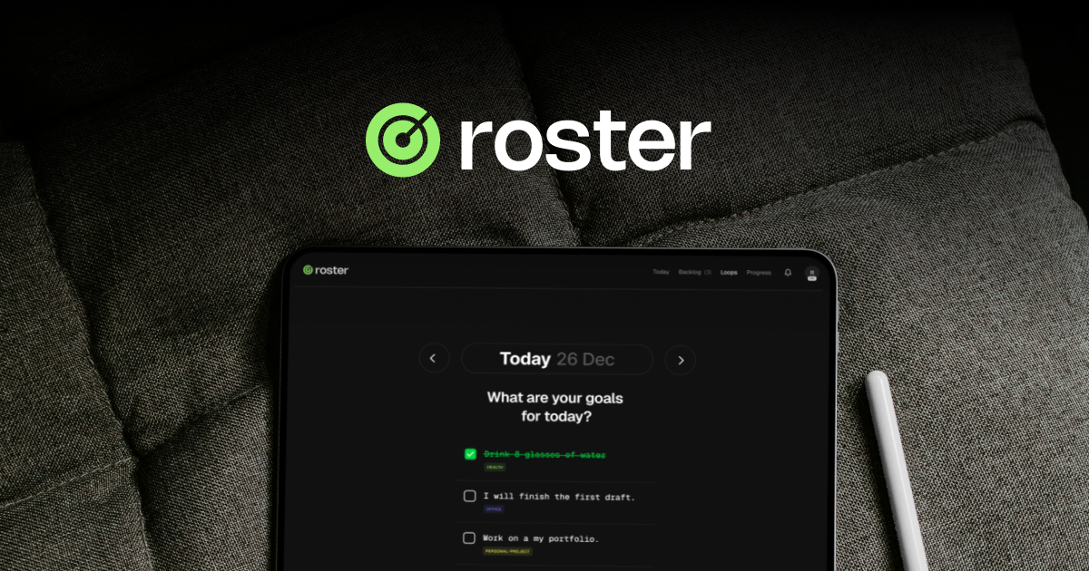 Roster Tracker Roster | Daily Goal Tracker & Minimal ToDo List